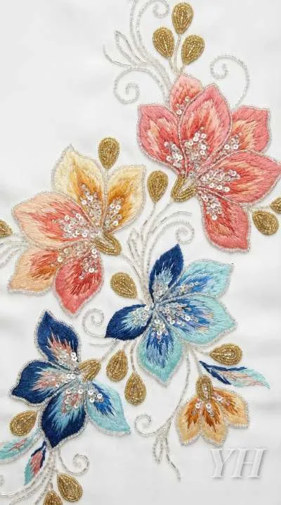 Floral embroidered fabric